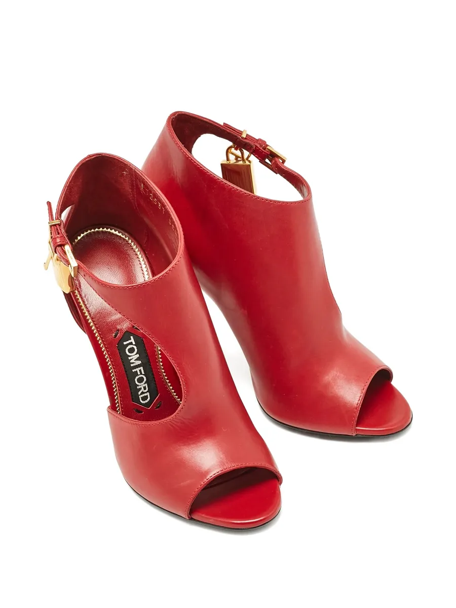 pre-owned 110mm padlock-detail boots 3