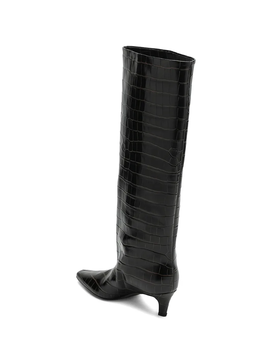croc-embossed knee-high boots 6