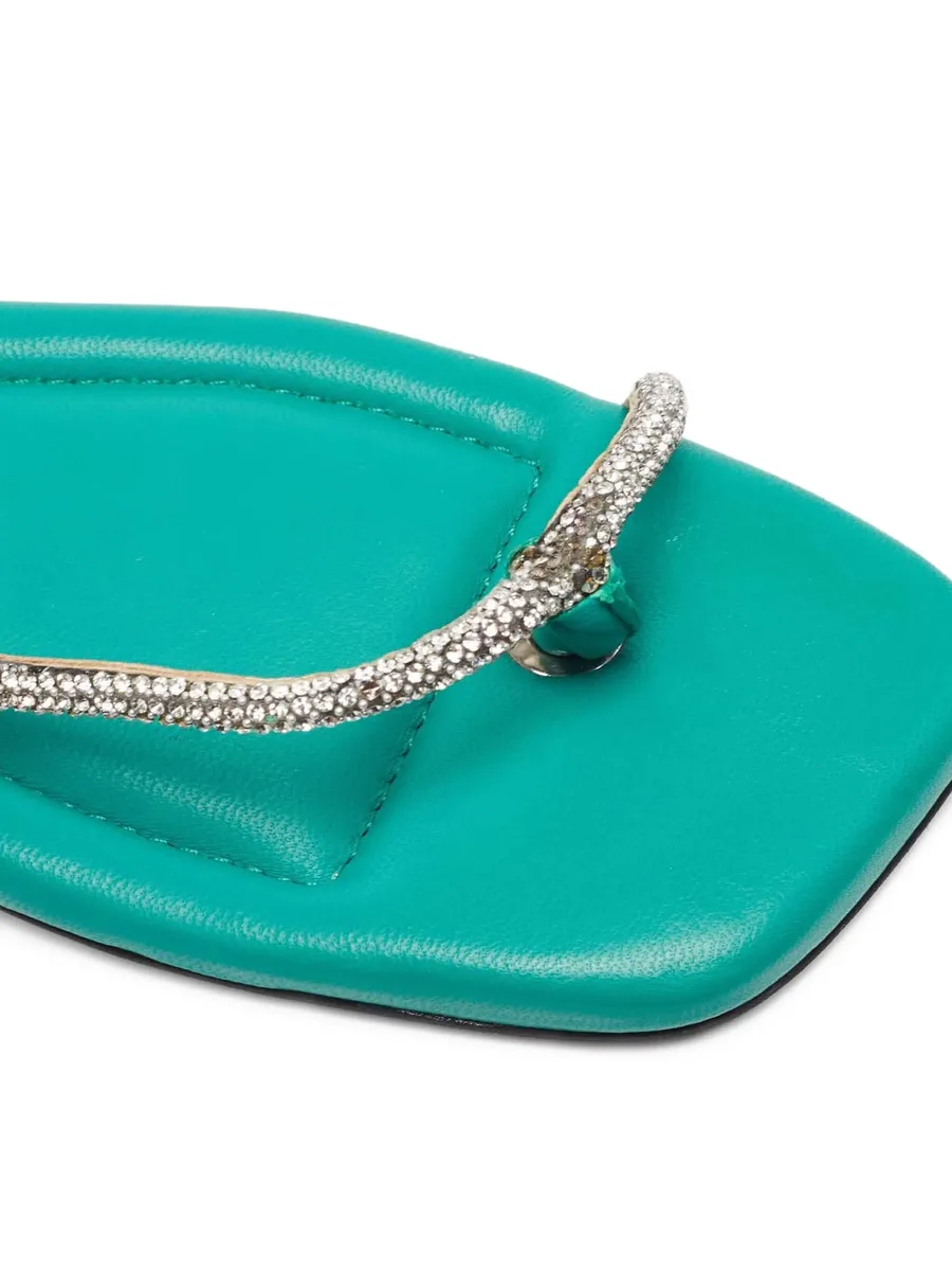 pre-owned crystal-embellished flat sandals 11