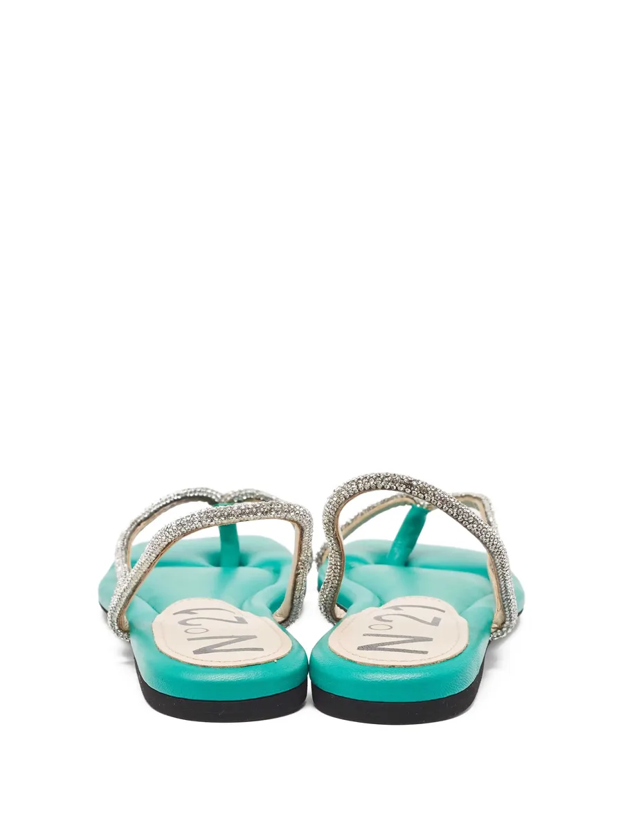 pre-owned crystal-embellished flat sandals 7