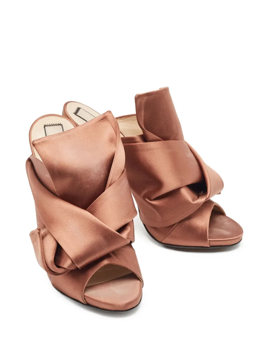 pre-owned 120mm knotted satin sandals 3