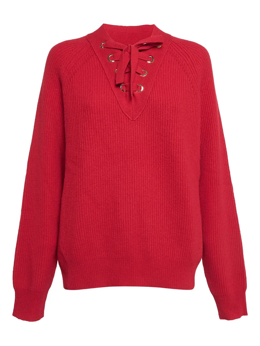 ribbed lace-up sweater 1
