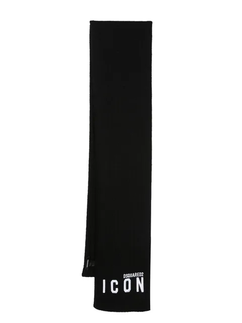 Icon-print fine-knit scarf