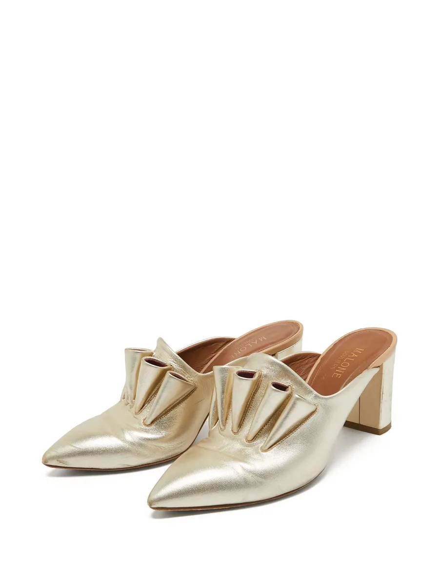 pre-owned 75mm leather mules 4
