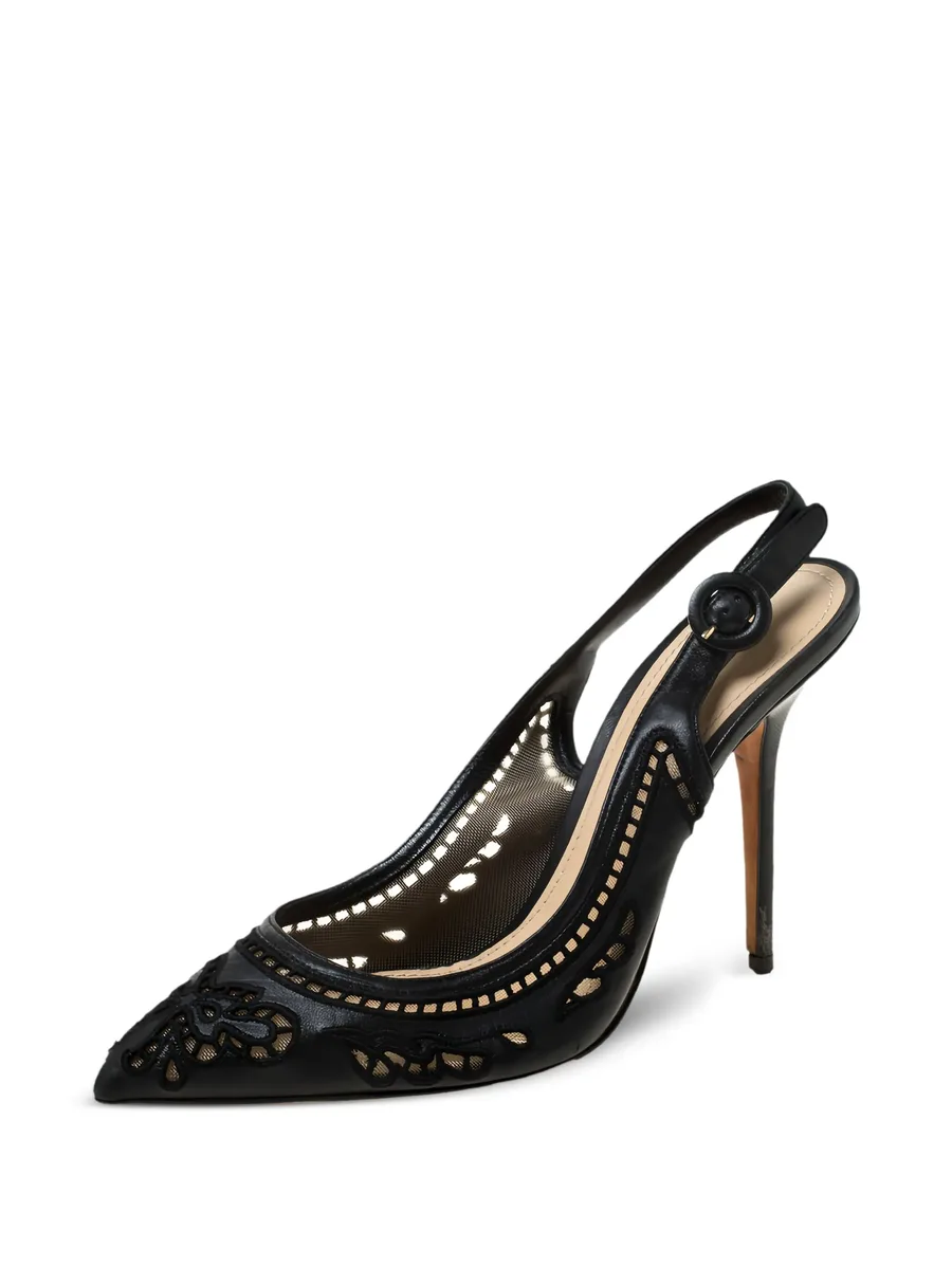 110mm Anglaise embroidered slingback sandals 4