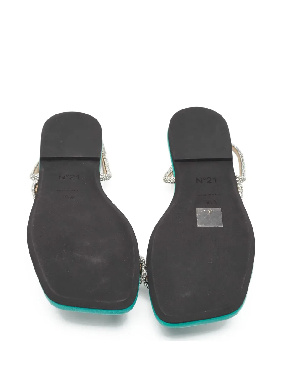 pre-owned crystal-embellished flat sandals 9