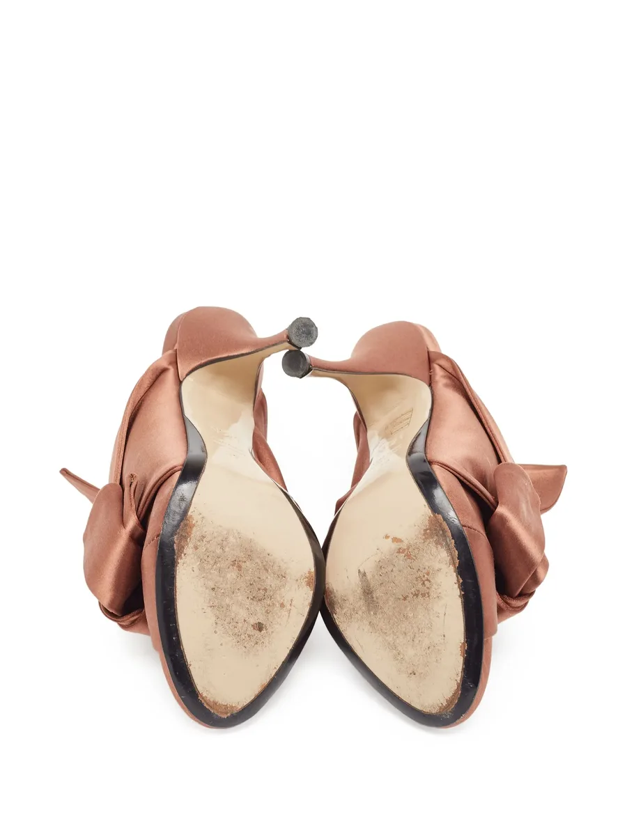pre-owned 120mm knotted satin sandals 7