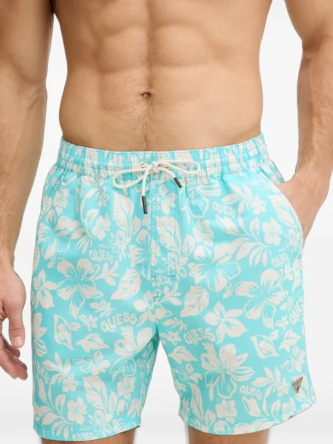 floral-print drawstring swim shorts