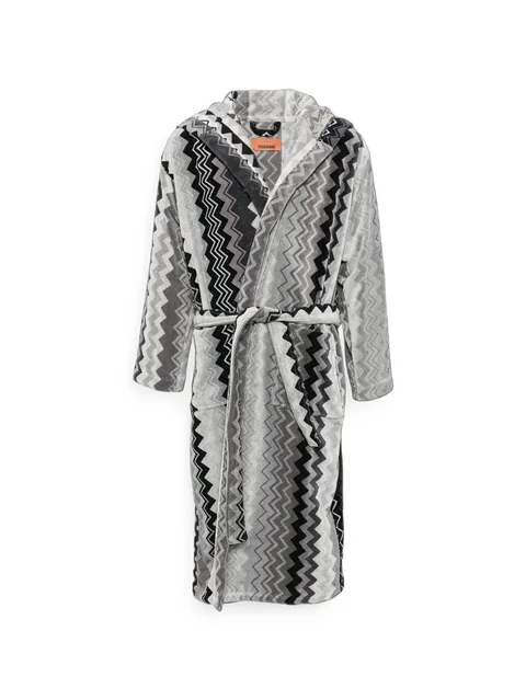 chevron-print hooded bathrobe