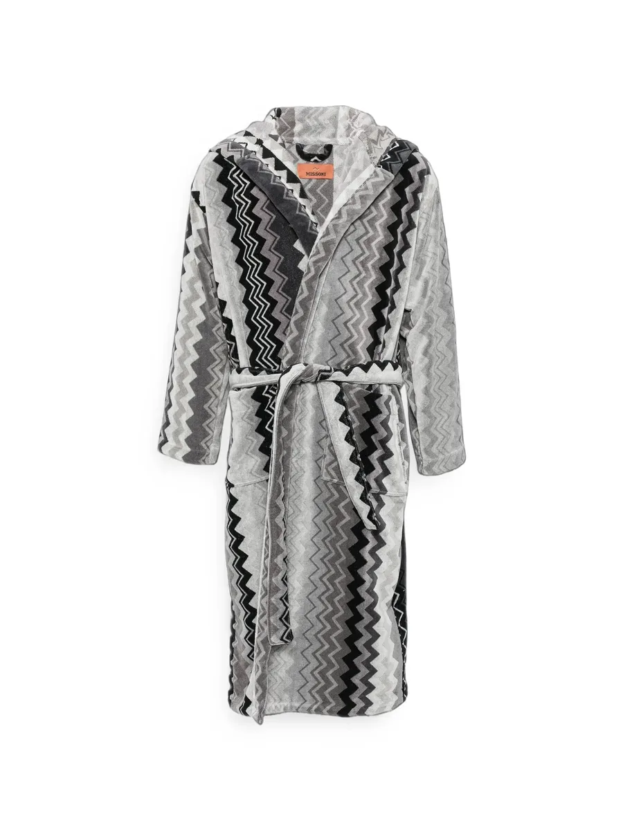 chevron-print hooded bathrobe 1