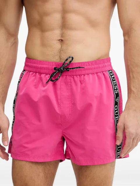 logo-tape drawstring swim shorts
