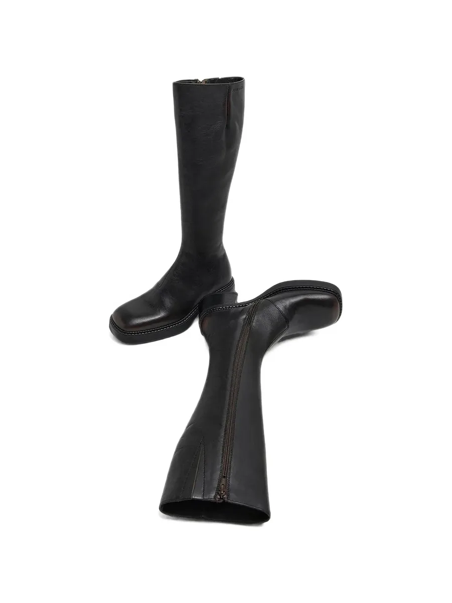 Yumi square-toe leather knee-high boots 2