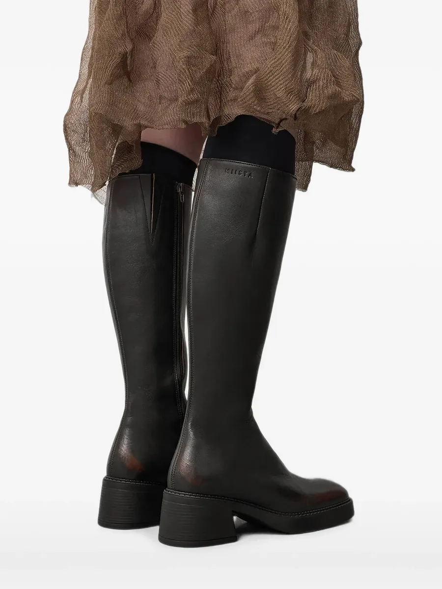 Yumi square-toe leather knee-high boots 3