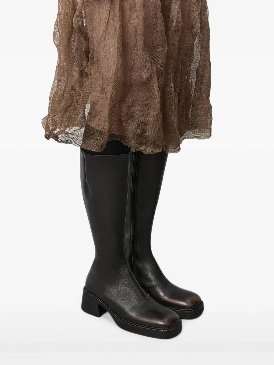 Yumi square-toe leather knee-high boots 4