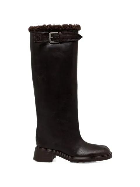 Ross buckle-detail shearling-trim boots