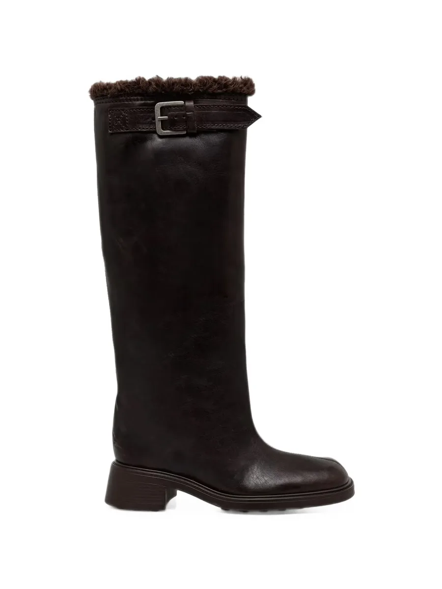 Ross buckle-detail shearling-trim boots 1