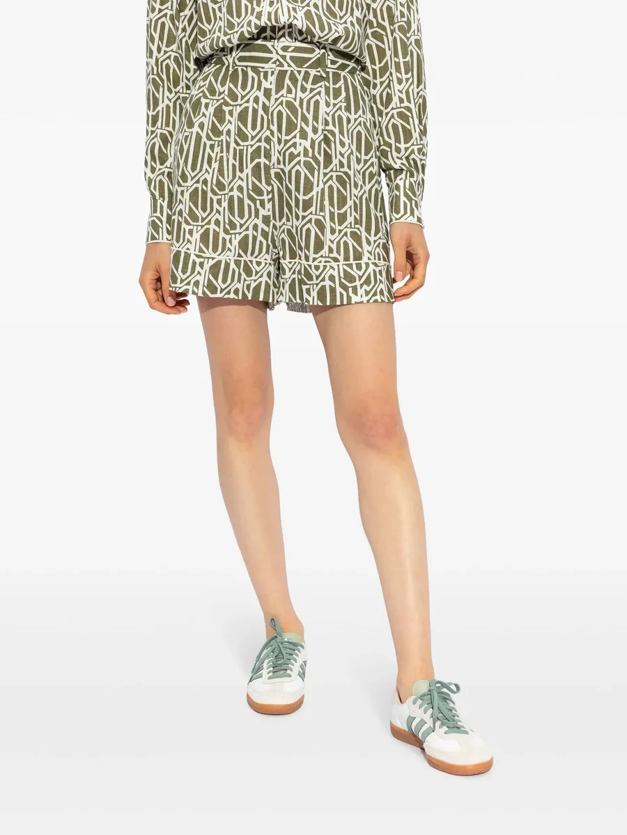 abstract-pattern linen shorts 5
