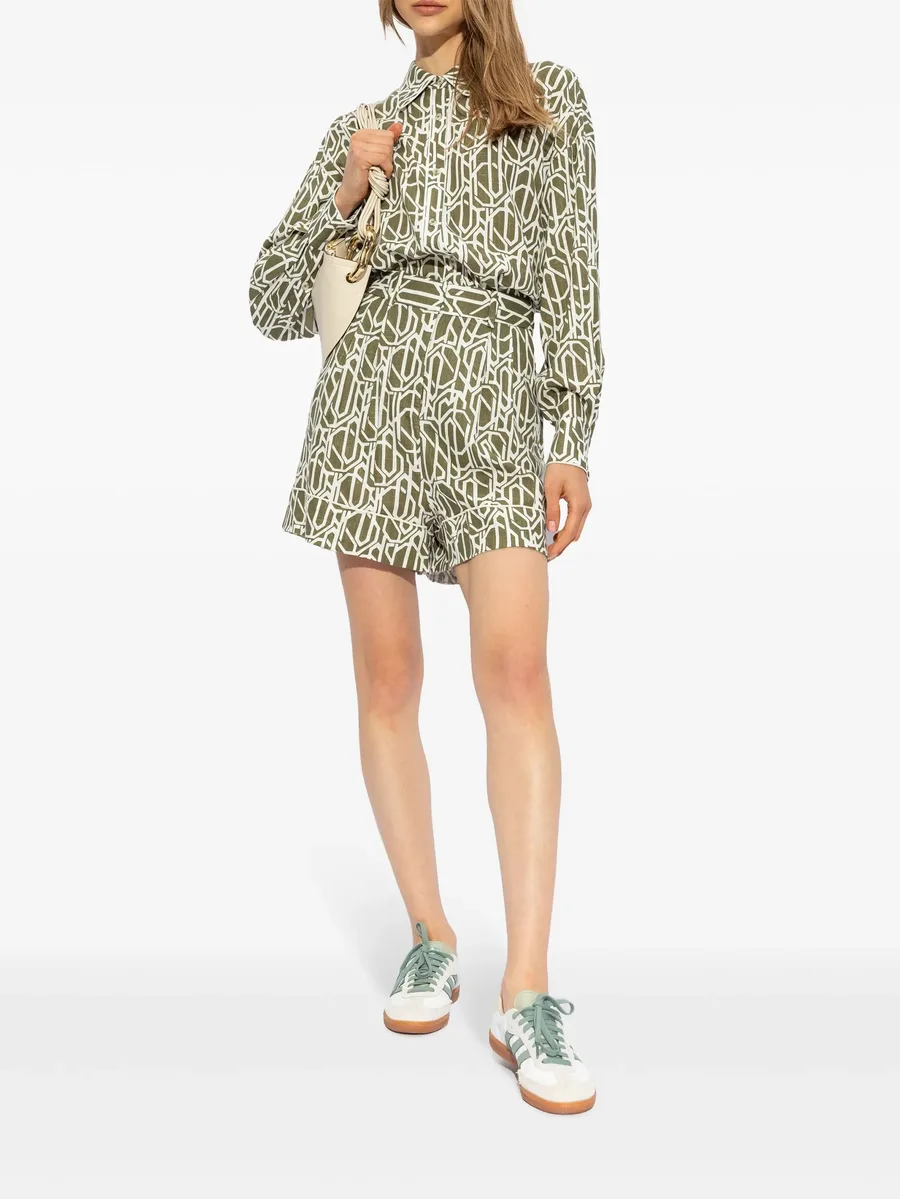 abstract-pattern linen shorts 4