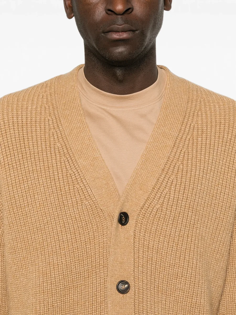 ribbed-knit V-neck cardigan 5