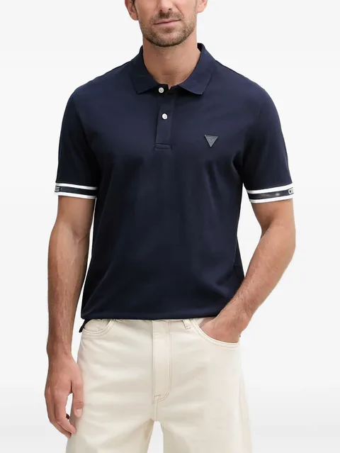 logo-patch striped-trim polo shirt