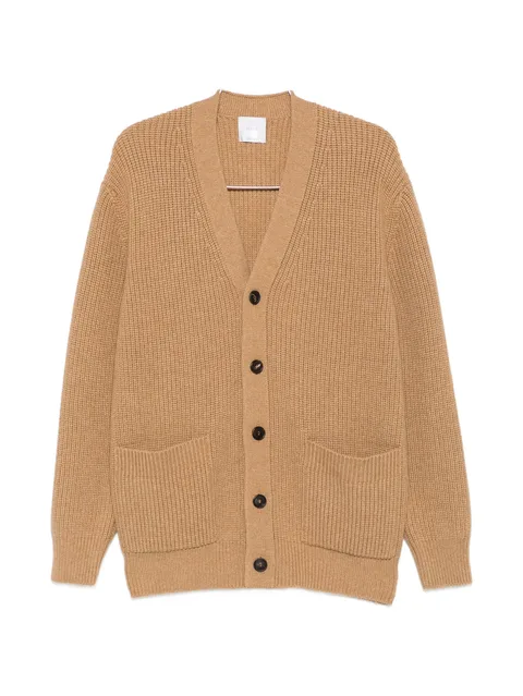 ribbed-knit V-neck cardigan
