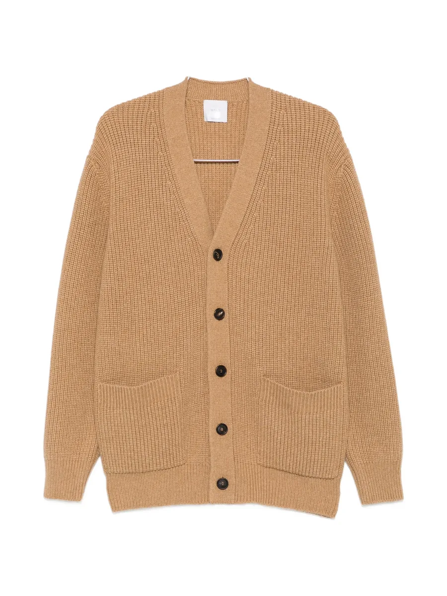 ribbed-knit V-neck cardigan 1