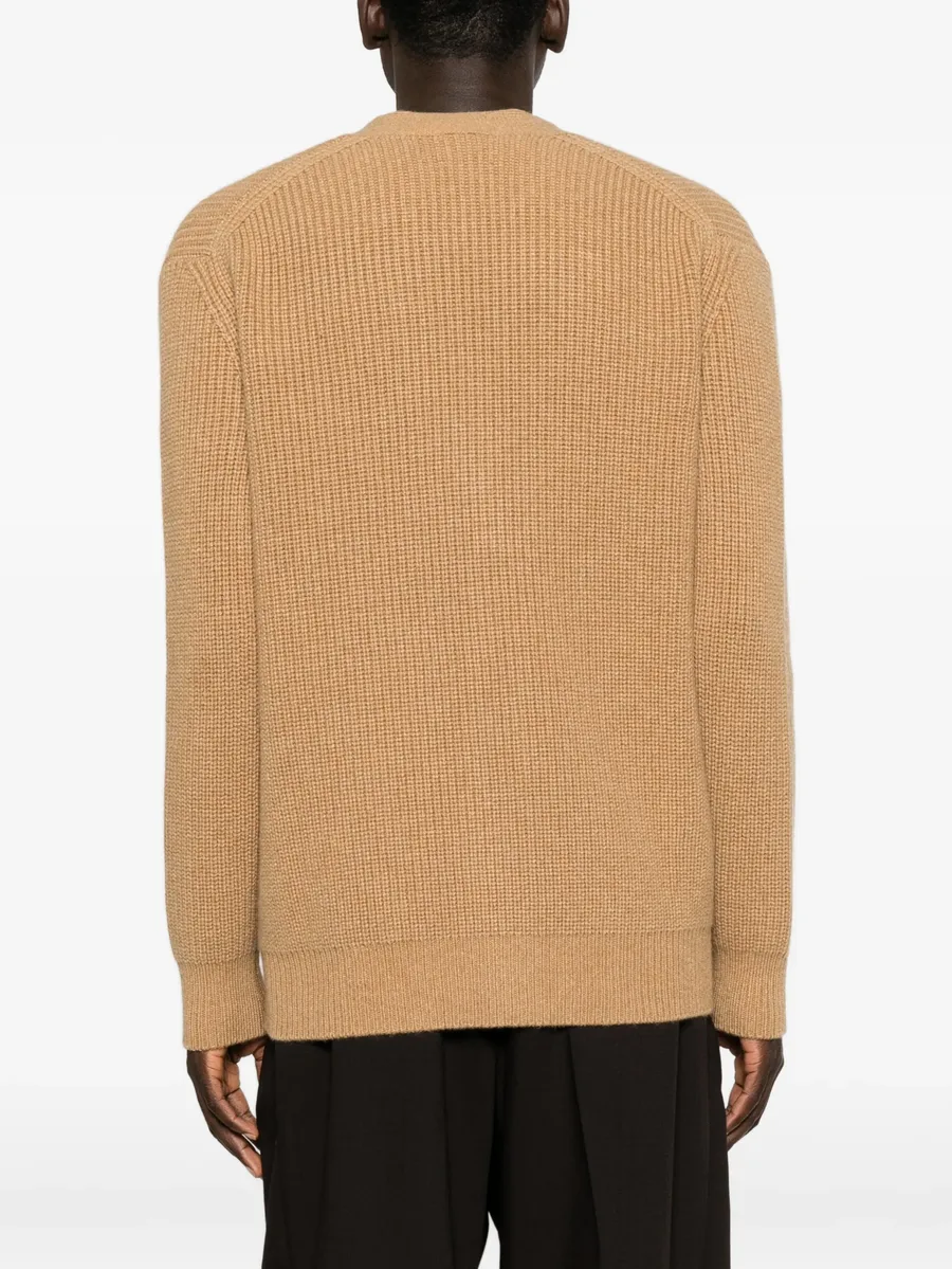 ribbed-knit V-neck cardigan 4