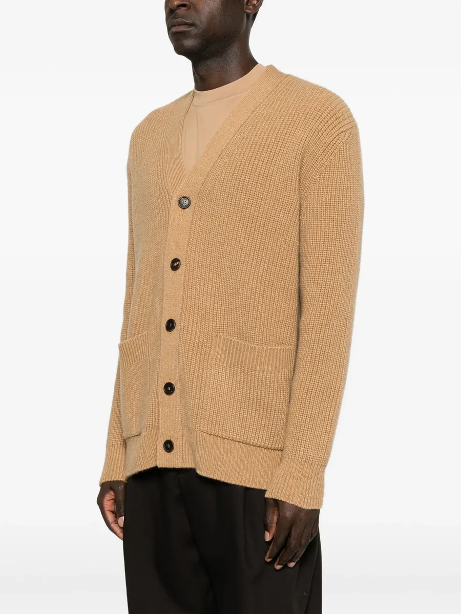 ribbed-knit V-neck cardigan 3
