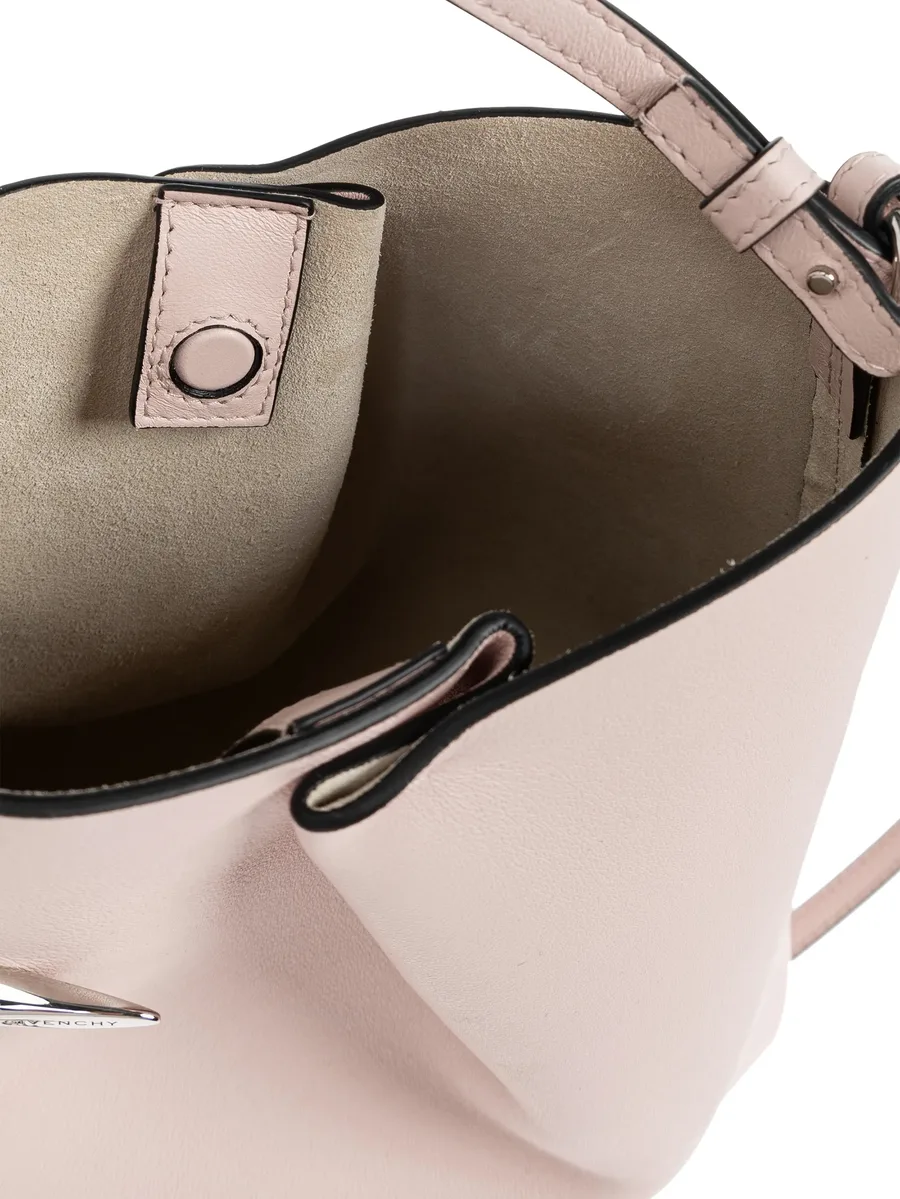 Pinch Me metal-bar leather bucket bag 9