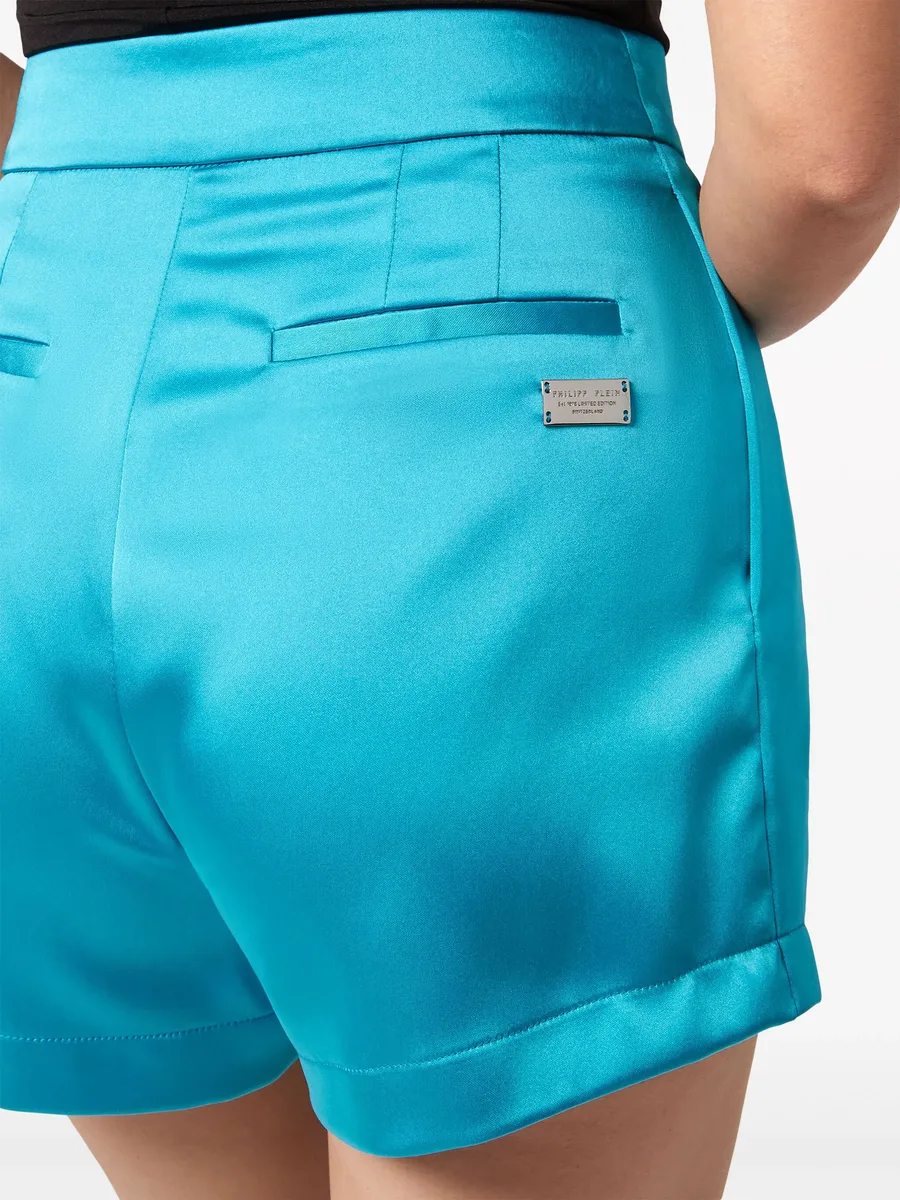 logo-plaque satin shorts 8