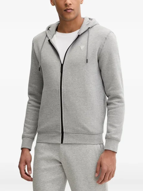 logo-plaque zip-up hoodie