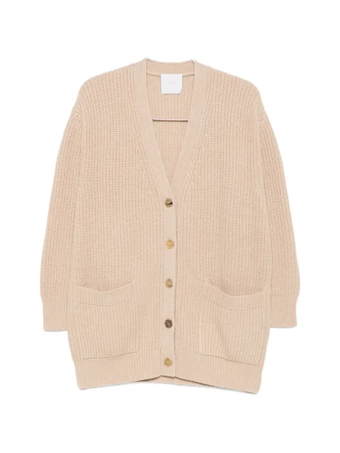 ribbed-knit V-neck cardigan