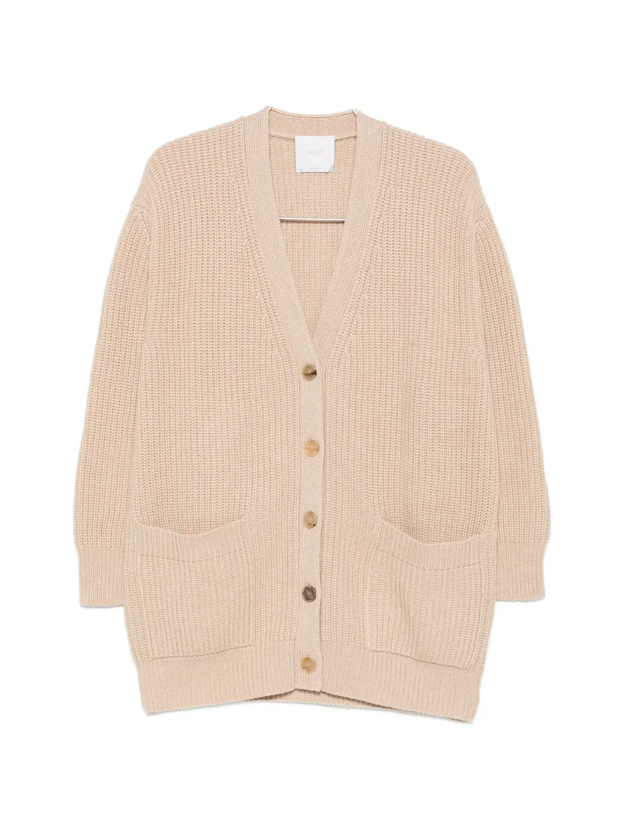 ribbed-knit V-neck cardigan 1