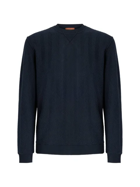 Tone-on-tone Chevron cotton and viscose crewneck sweatshirt
