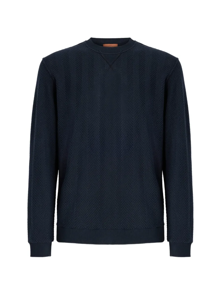Tone-on-tone Chevron cotton and viscose crewneck sweatshirt 1