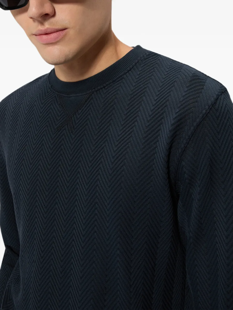 Tone-on-tone Chevron cotton and viscose crewneck sweatshirt 4