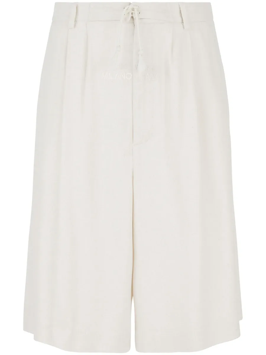logo-embroidered pleated bermuda shorts 2