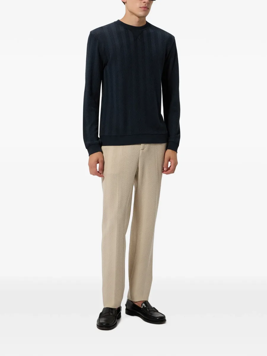 Tone-on-tone Chevron cotton and viscose crewneck sweatshirt 2