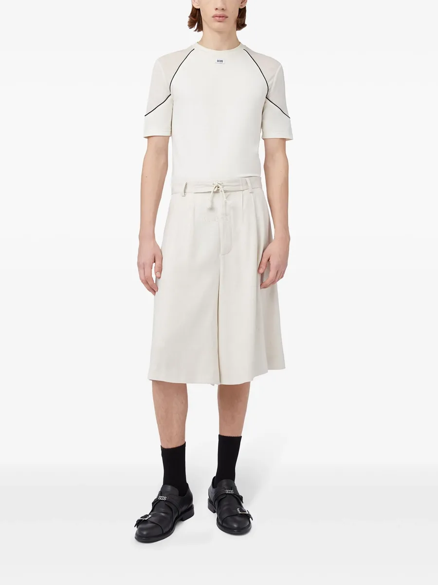 logo-embroidered pleated bermuda shorts 5