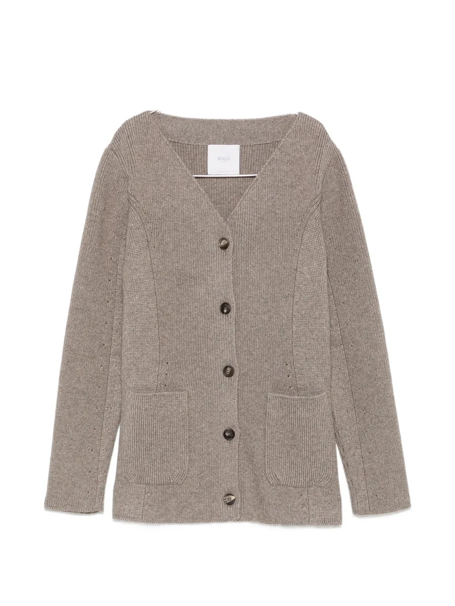 ribbed-knit V-neck cardigan 1