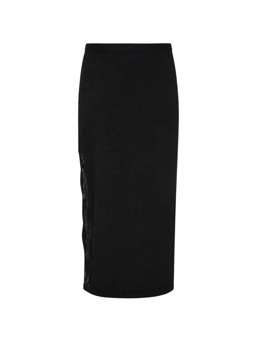 lace-panelled knit skirt 2