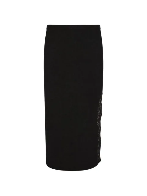 lace-panelled knit skirt