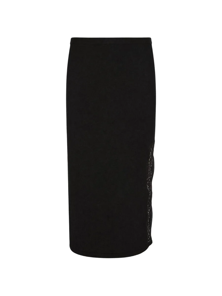 lace-panelled knit skirt 1