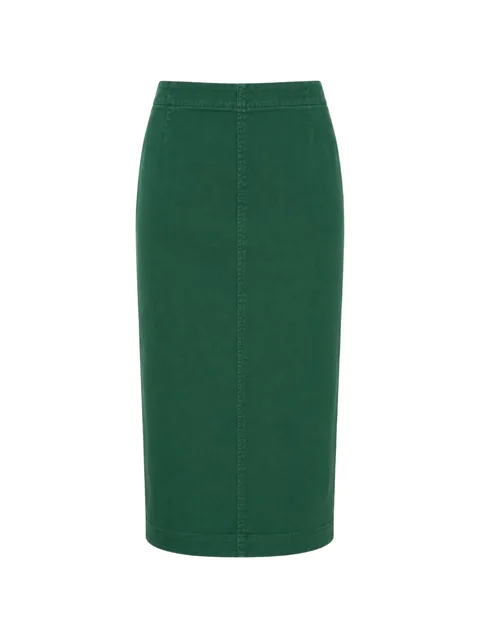 zip-fastening denim midi skirt