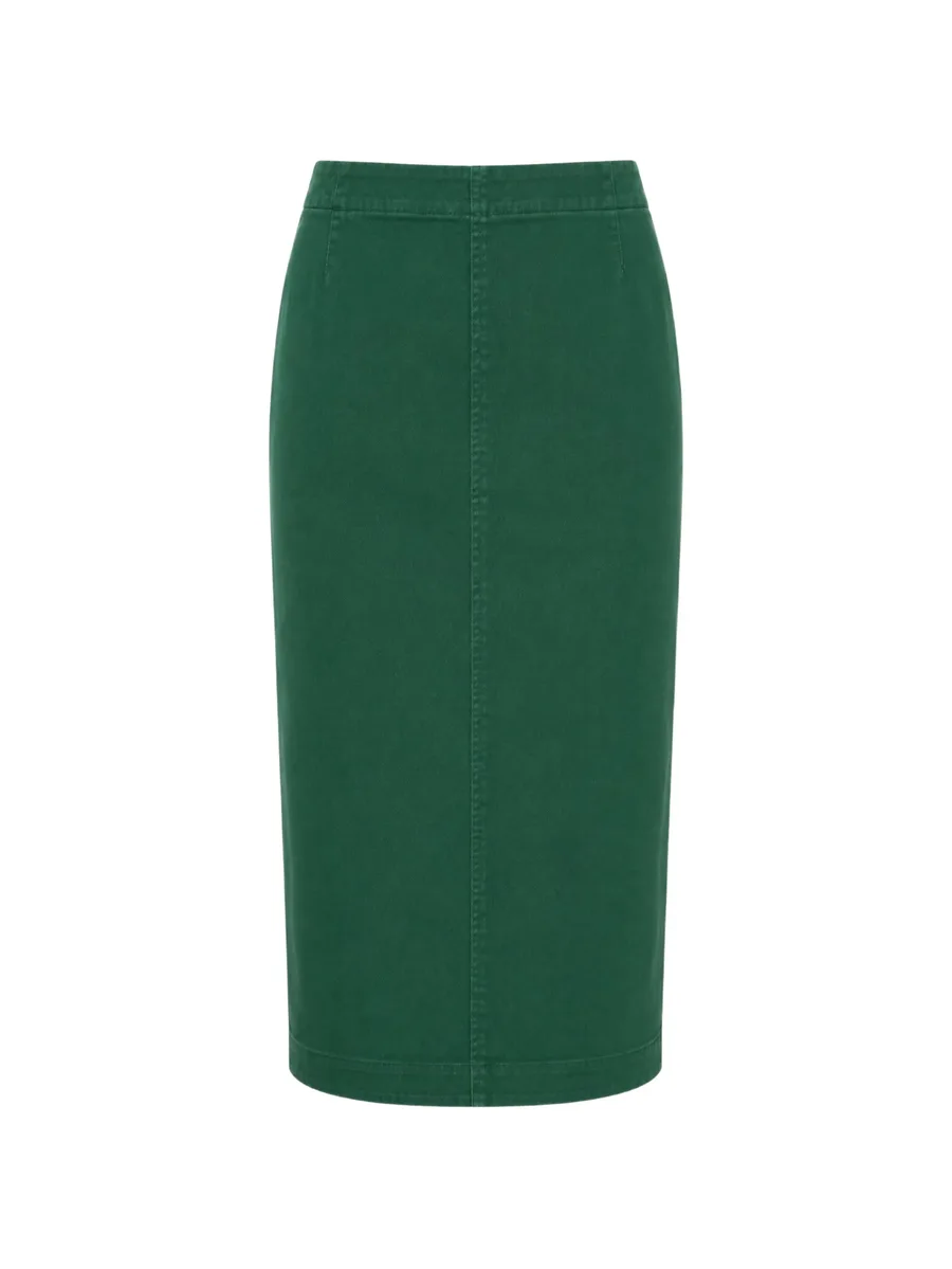zip-fastening denim midi skirt 1