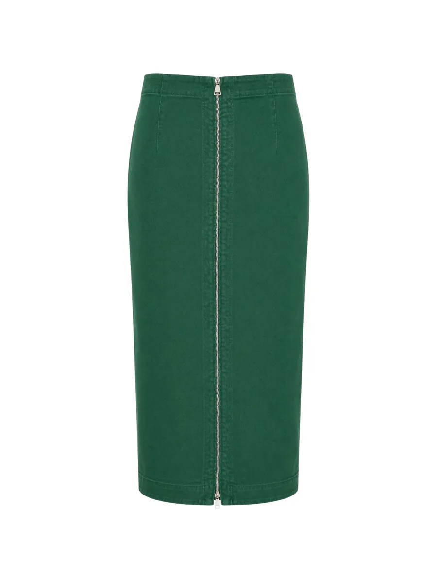 zip-fastening denim midi skirt 2