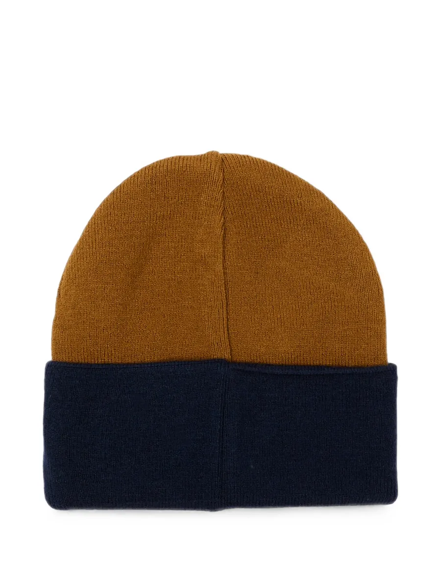 logo-patch colour-block beanie hat 2
