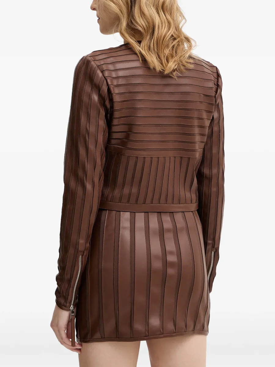 pleated collarless jacket 4