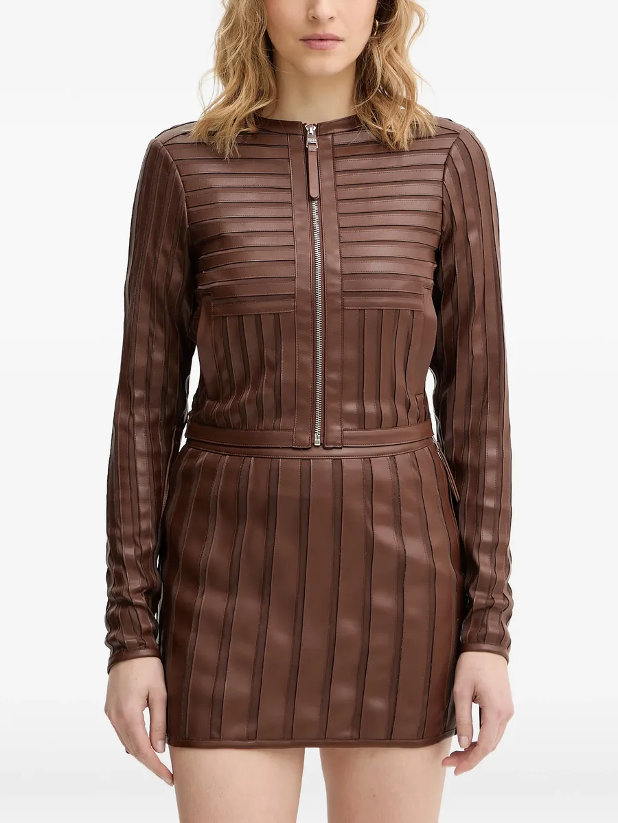 pleated collarless jacket 1
