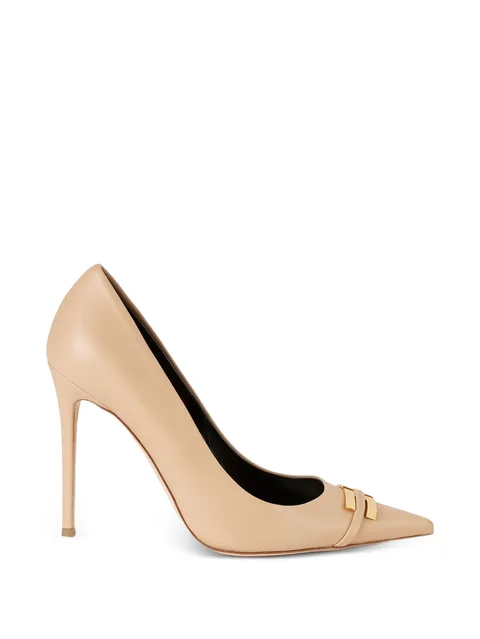 leather pumps with logo detail